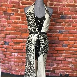 Xcite Animal Print Gown with Sequined Romper